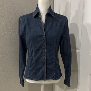 Live a Little Jean Snap Front Long Sleeve Shirt Size Medium